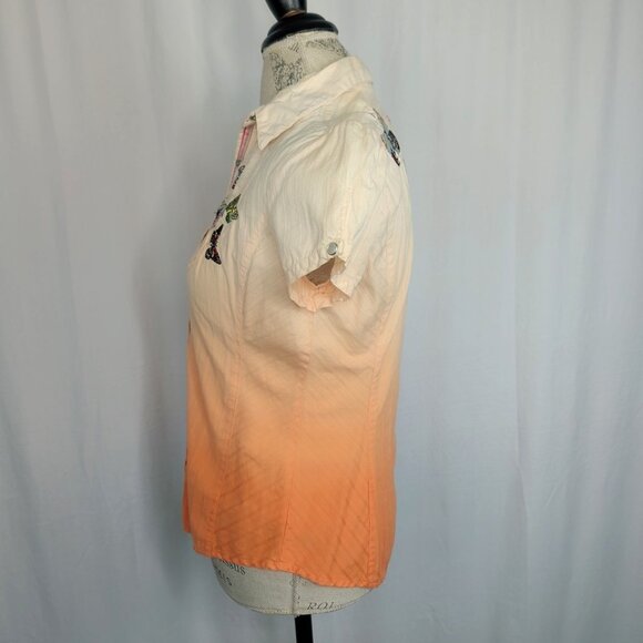 3J Johnny Was Button Down Small Embroidered Top Fitted Butterfly - Picture 5 of 10